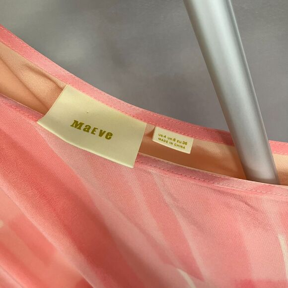 Anthropologie Maeve Avalonne Dress Size 4 One Shoulder Asymmetrical Silk Lined - Picture 4 of 8